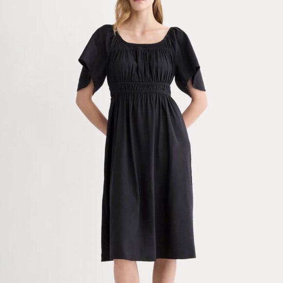 NWT Everlane Flutter-Sleeve Dress in Stretch Linen - Picture 2 of 6